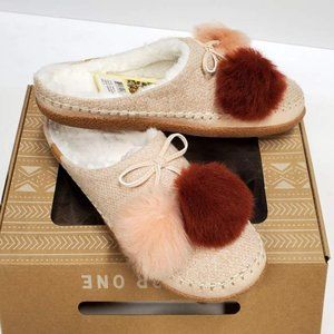 TOMS Women's Slipper, IVY Rose Cloud Multi Color Felt/Pom Pom, New